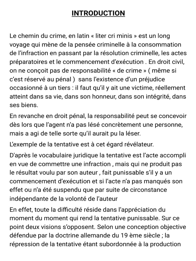 Tentative Punissable en Droit Pénal | PDF | Crimes | Crime et violence
