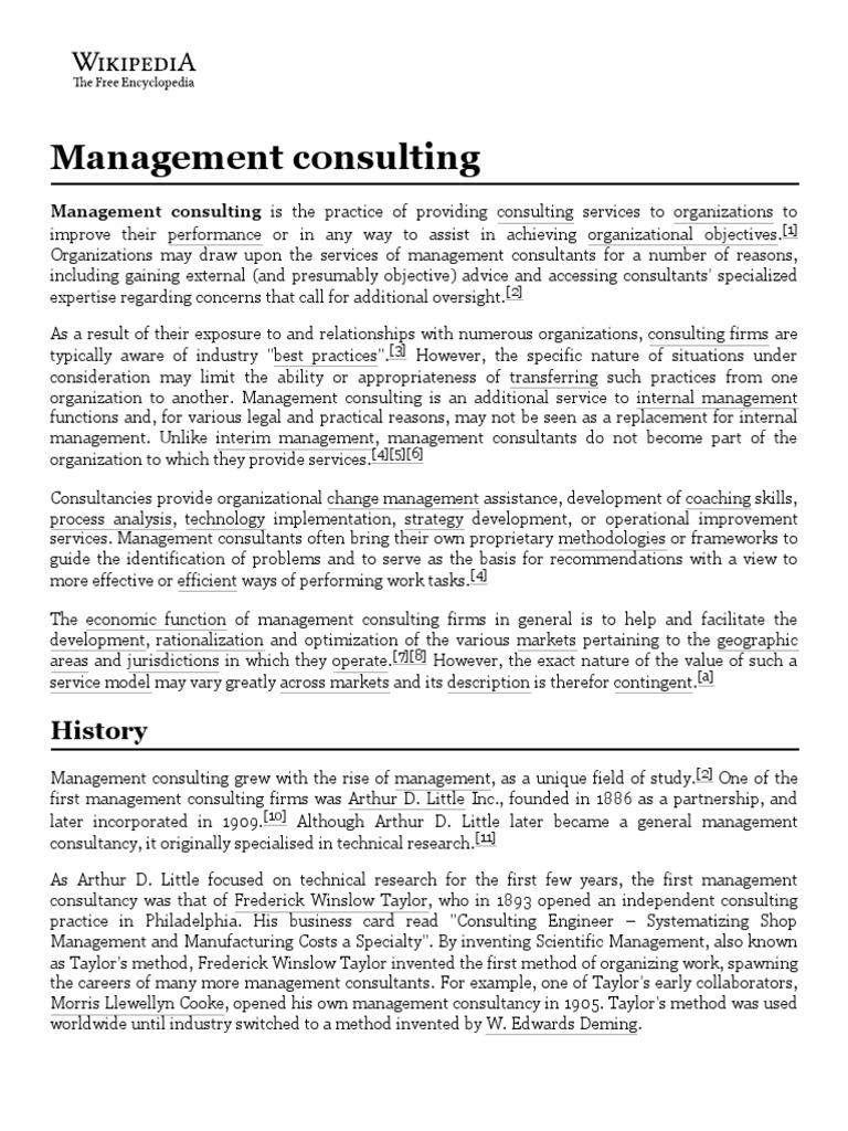 Management Consulting Wikipedia Pdf Business Economies