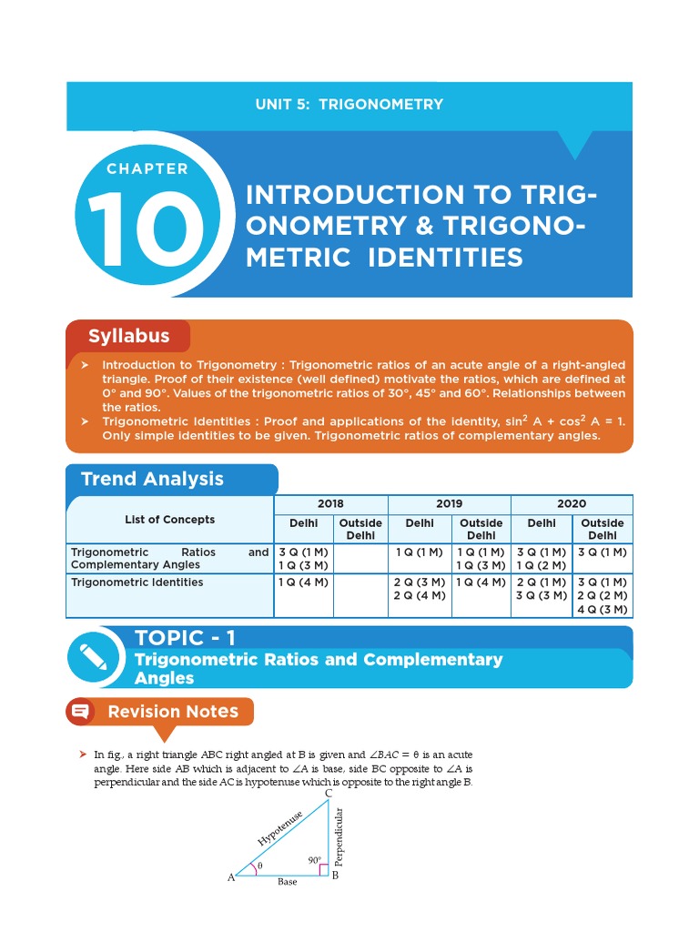 G-10 Introduction To Trigonometry 2022-23 PDF | PDF | Trigonometric ...