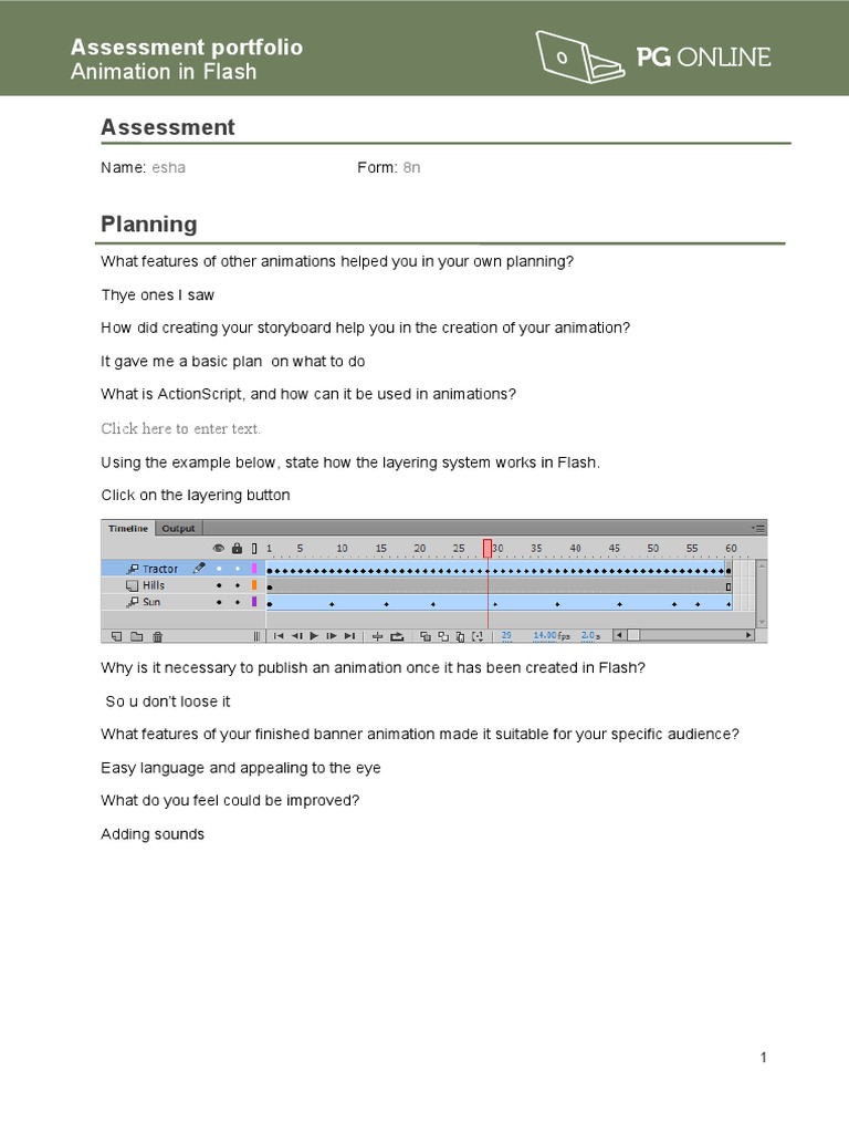 Flash Animation Assessment Portfolio | PDF | Adobe Flash | Animation