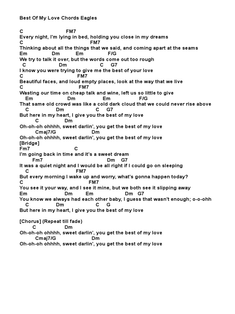 Best Of My Love Chords Eagles PDF