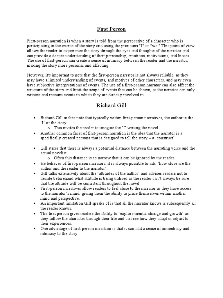 Understanding First-Person Narration | PDF | Narration | Cognition