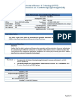 Course Outline - Fall 2022 Advanced Manufacturing Processes