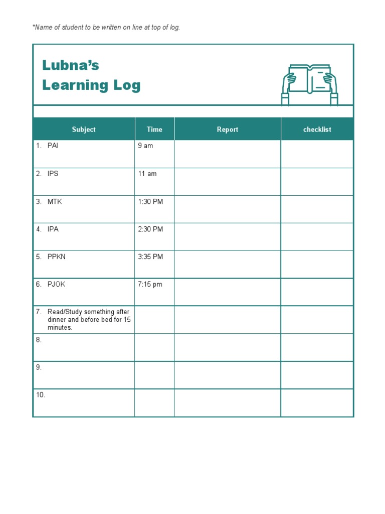 Lubna's Daily Learning Log | PDF