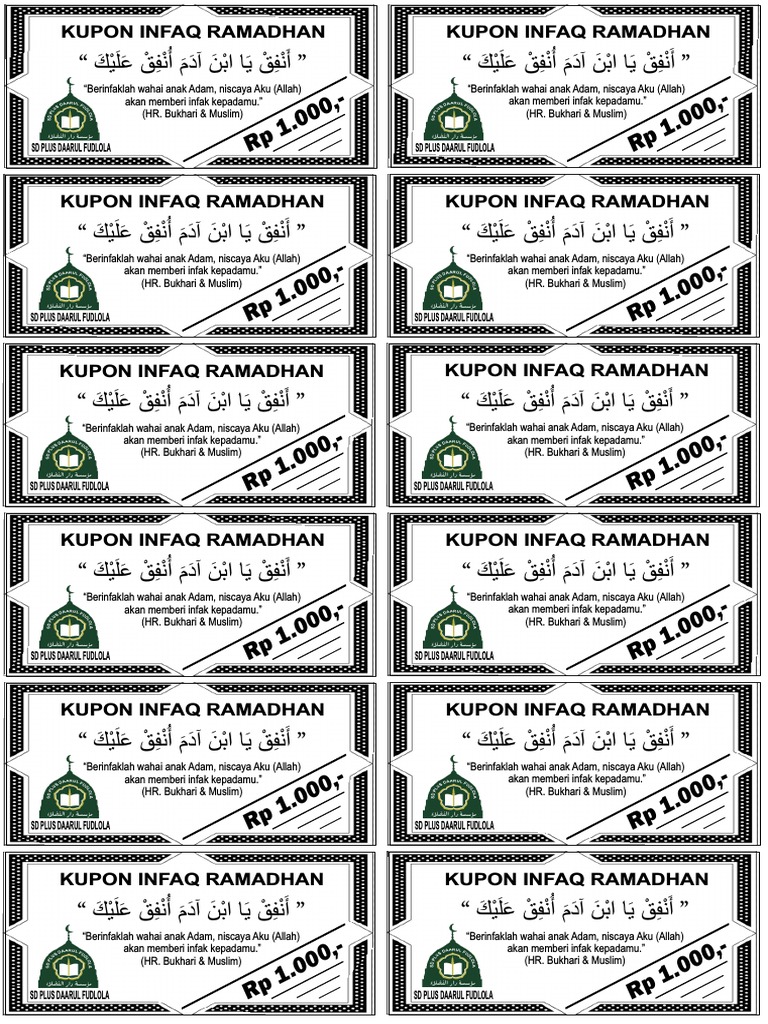 Kupon Infaq Ramadhan SD Daarul Fudlola | PDF | Semitic Words And ...