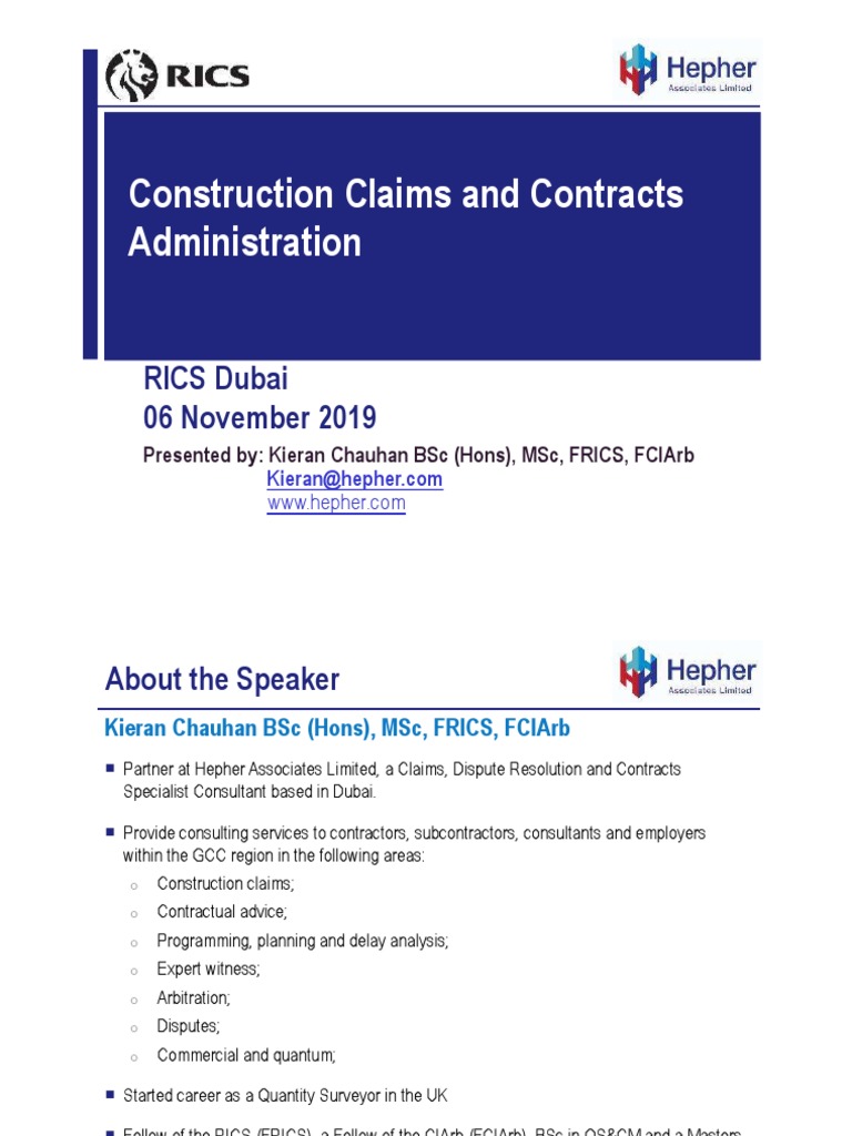 Construction Claims and Contract Admin CPD | PDF | Damages | Liquidated ...