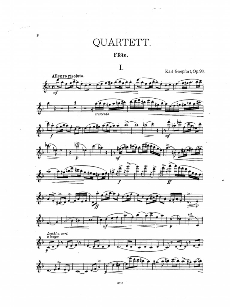 Partitura Cuarteto Goepfart Flauta PDF