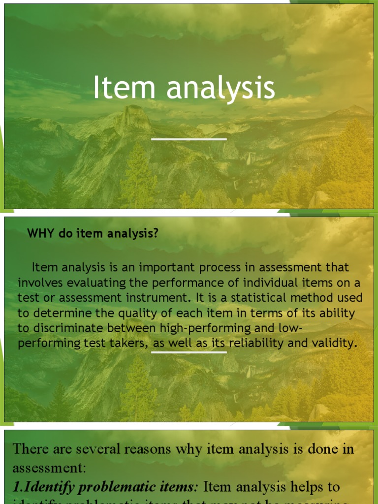 Item Analysis for Test Quality Improvement | PDF | Educational ...