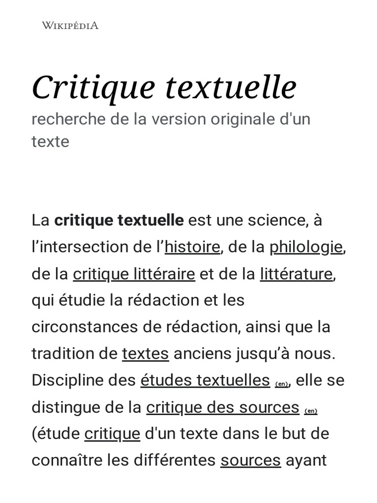 Critique Textuelle : Méthodes et Approches | PDF | Critique textuelle ...