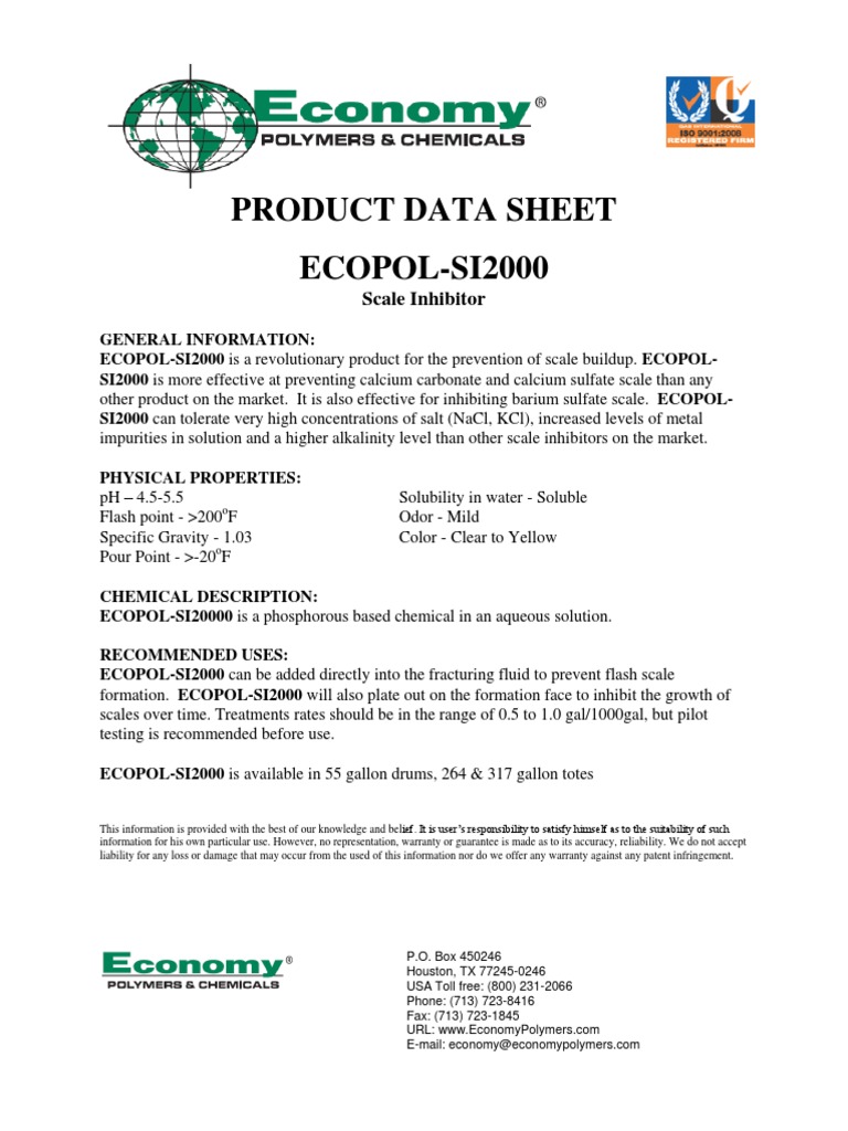 Ecopol-Si2000 PD | Download Free PDF | Solubility | Calcium