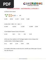 Sample Questions Mathematics Category 1