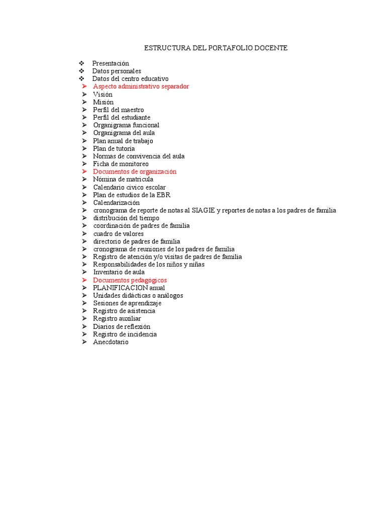 Estructura Del Portafolio Docente - 2023 | PDF