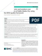 Quality of Obstetric and Newborn Care in Health Centers of Addis Ababa City: Using The WHO Quality Framework
