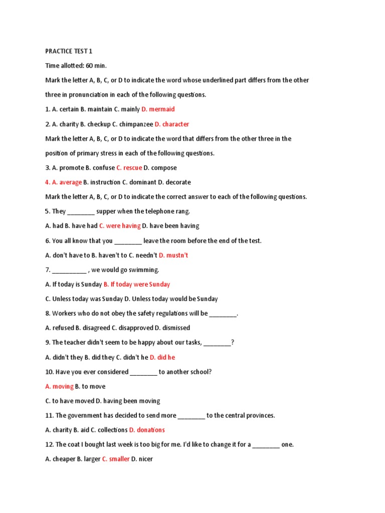 Practice Test 1 | PDF | English Language | Halloween