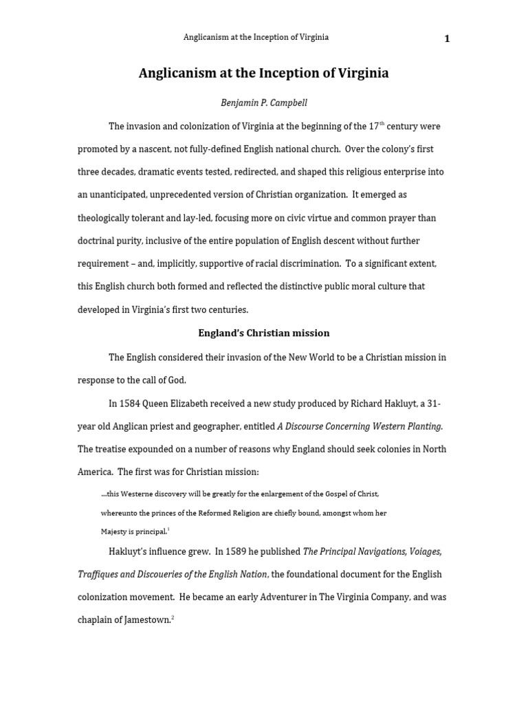 Anglicanism Inception Submission Pdf Church Of England Slavery