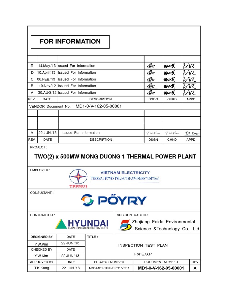 Inspection Test Plan for ESP Project | PDF | Welding | Construction