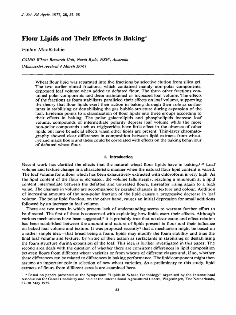Effects of Flour Lipids on Baking Volume | PDF | Thin Layer ...