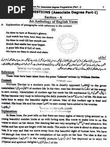 BA English Part 1 - An Anthology of English Verse PDF
