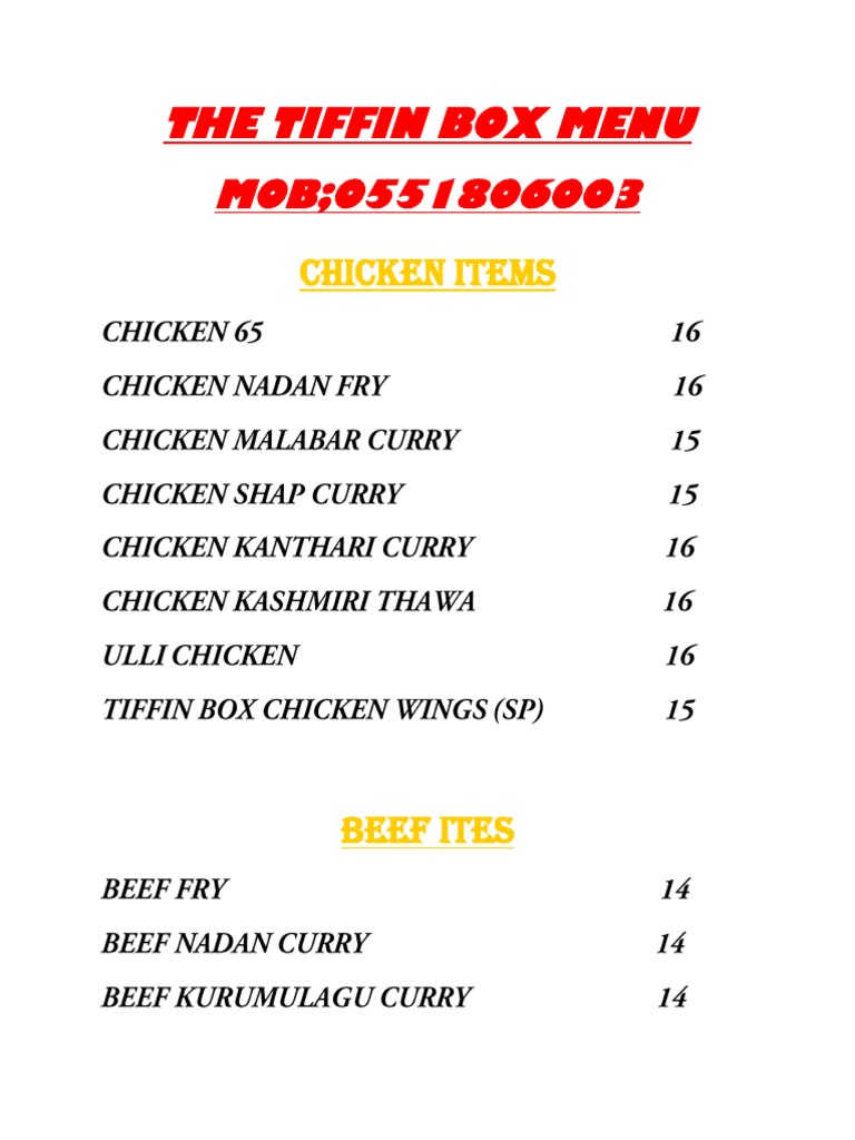 the-tiffin-box-new-menu-pdf-western-cuisine-food-ingredients