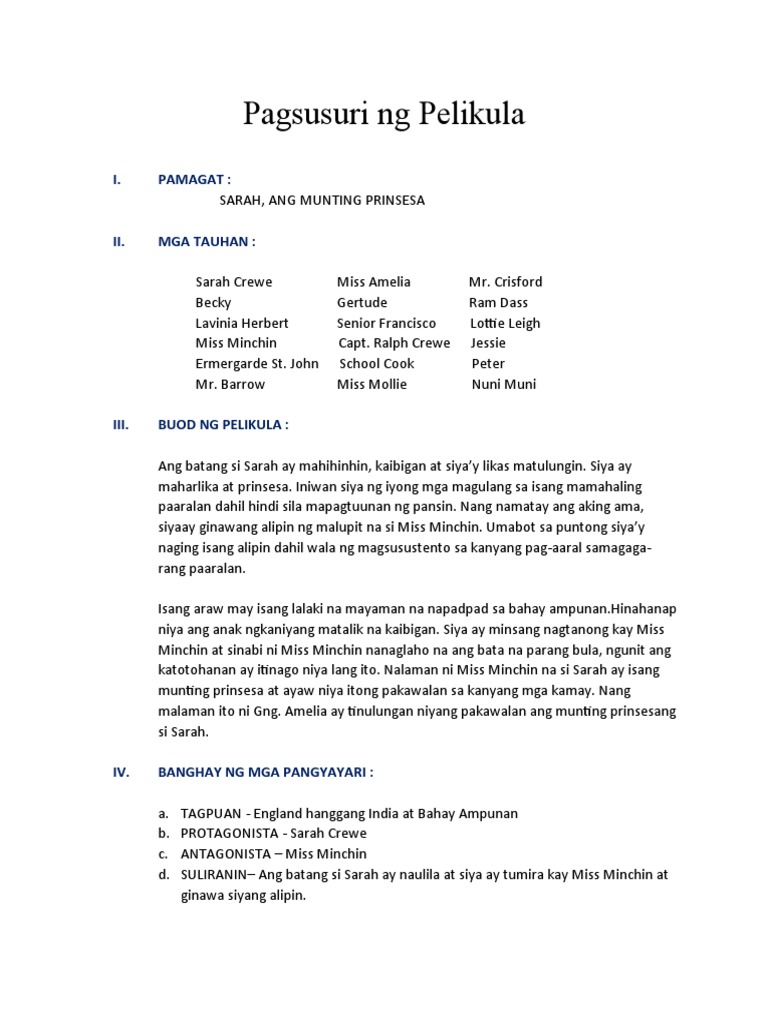 Del Rosario, Kimberly Pagsusuri NG Pelikula | PDF