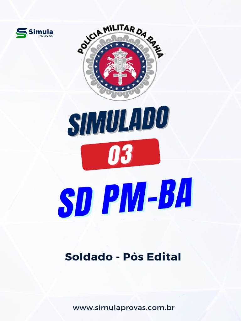 PMBA Soldado Simulado 03 Pos Edital Simula Provas 1 | PDF | Brasil ...