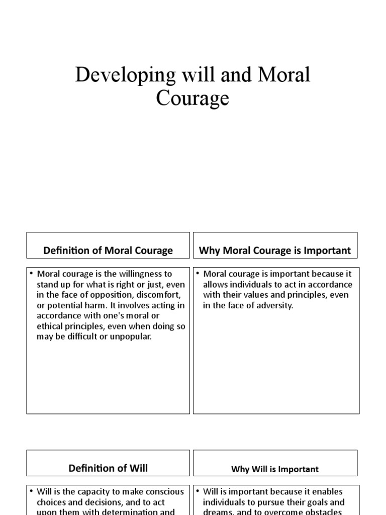 1developing Will and Moral Courage | PDF | Courage | Psychological ...
