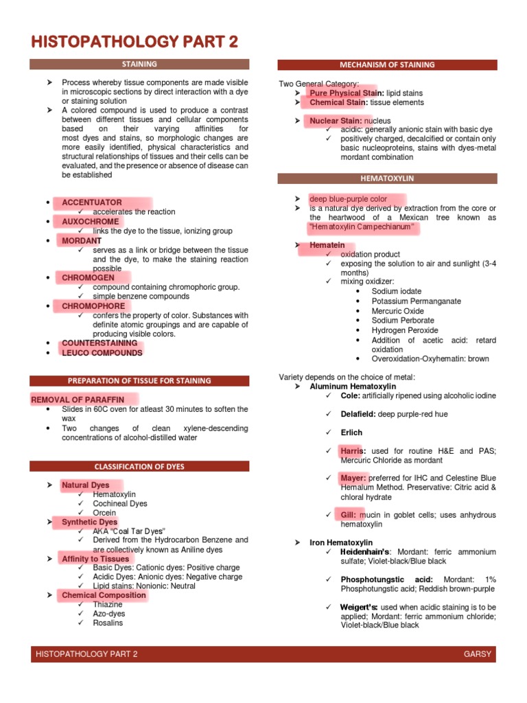 Histopathology Part 2 Pdf Pdf Staining Dye