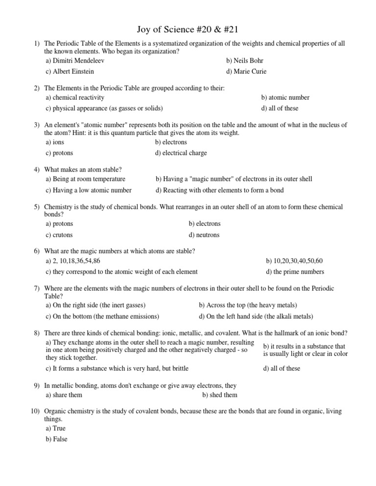 Understanding the Periodic Table and Bonds | PDF