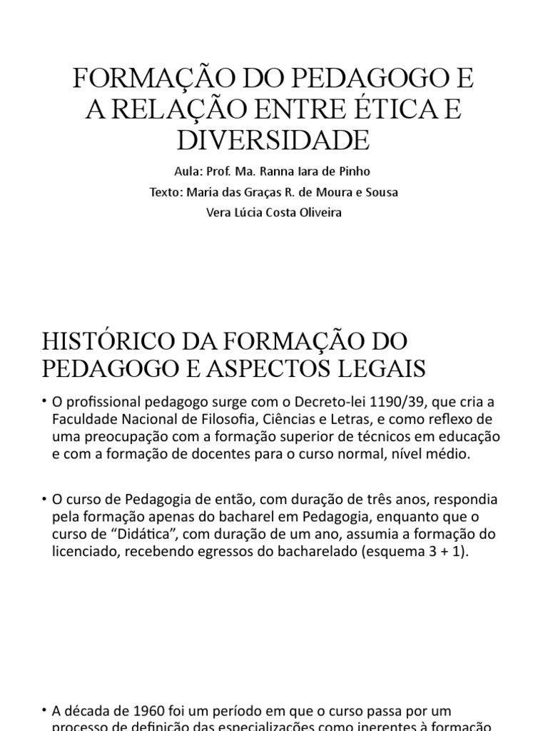 Formação Do Pedagogo e A Relação Entre Ética | PDF | Pedagogia