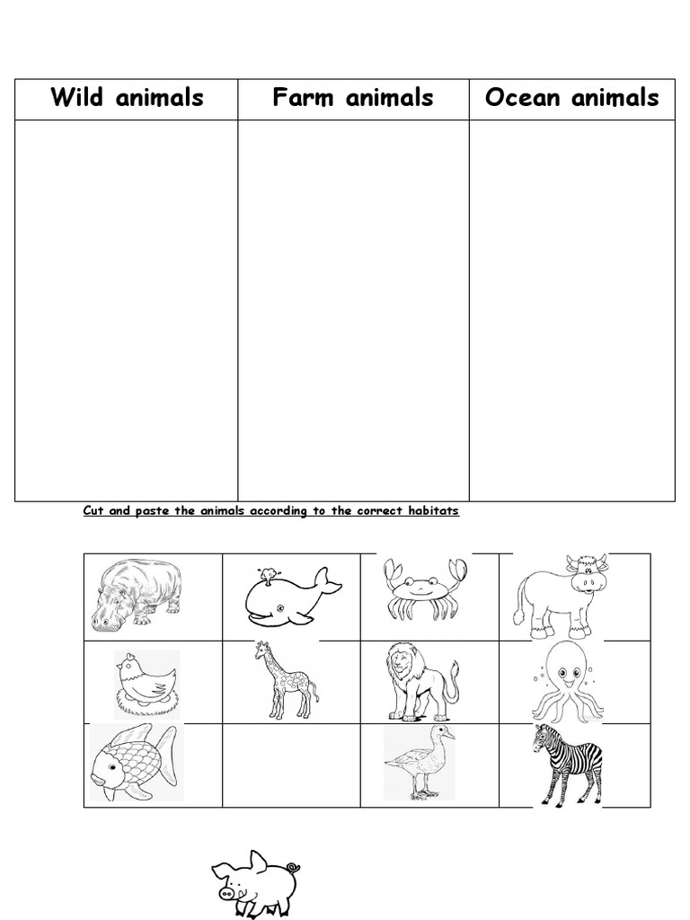 Wild Animals Worksheet PDF