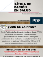 PPSS POLÍTICA DE PARTICIPACIÓN SOCIAL EN SALUD Primera Parte