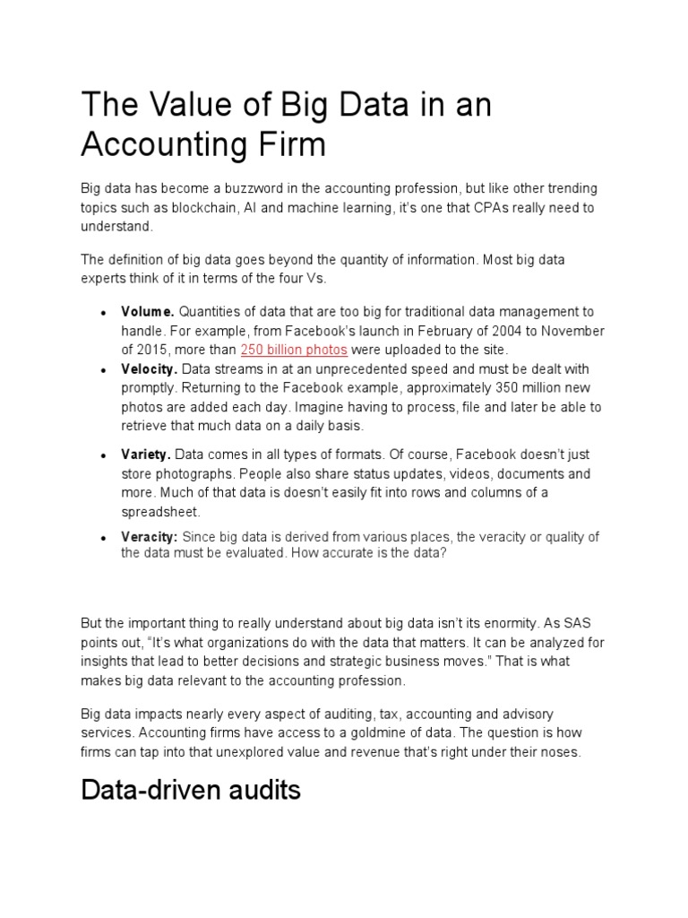 Big Data's Impact on Accounting Firms | PDF | Big Data | Audit