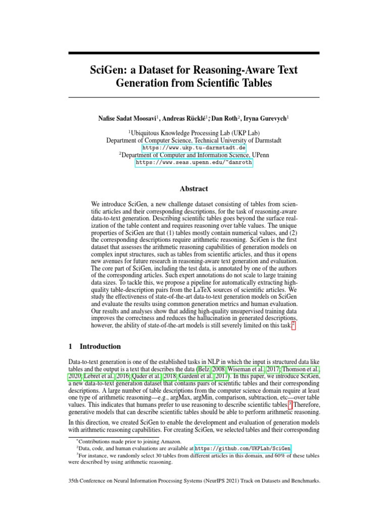 NeurIPS Datasets and Benchmarks2021scigenadatasetforreasoning