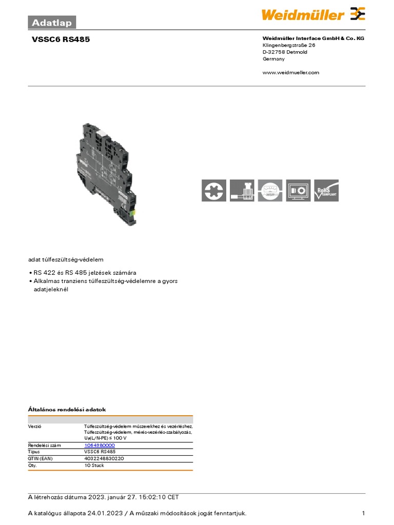 VSSC6 RS485 Hu | PDF