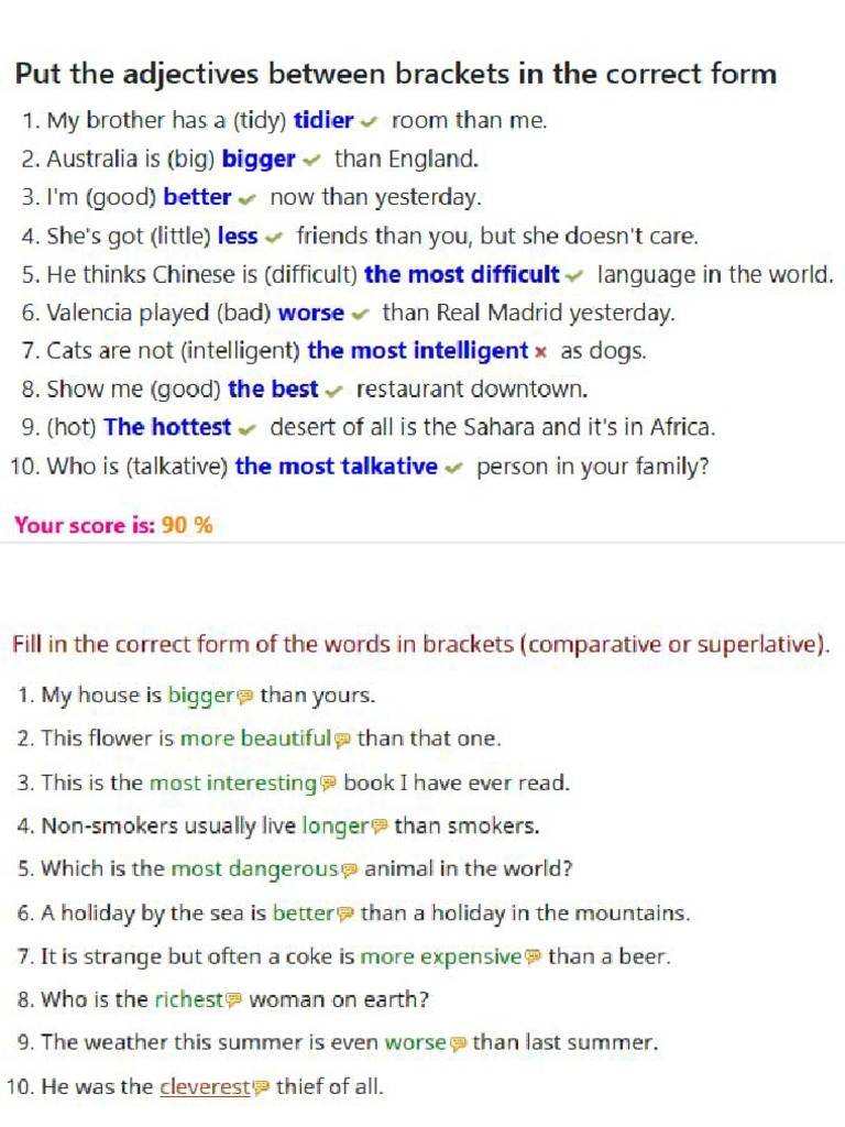 COMPARATIVE AND SUPERLATIVE WORDS LIST PDF visual data 6
