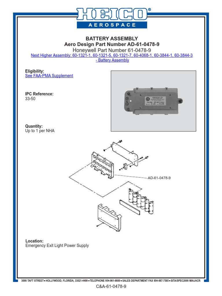Battery Assembly Part Numbers Overview | PDF