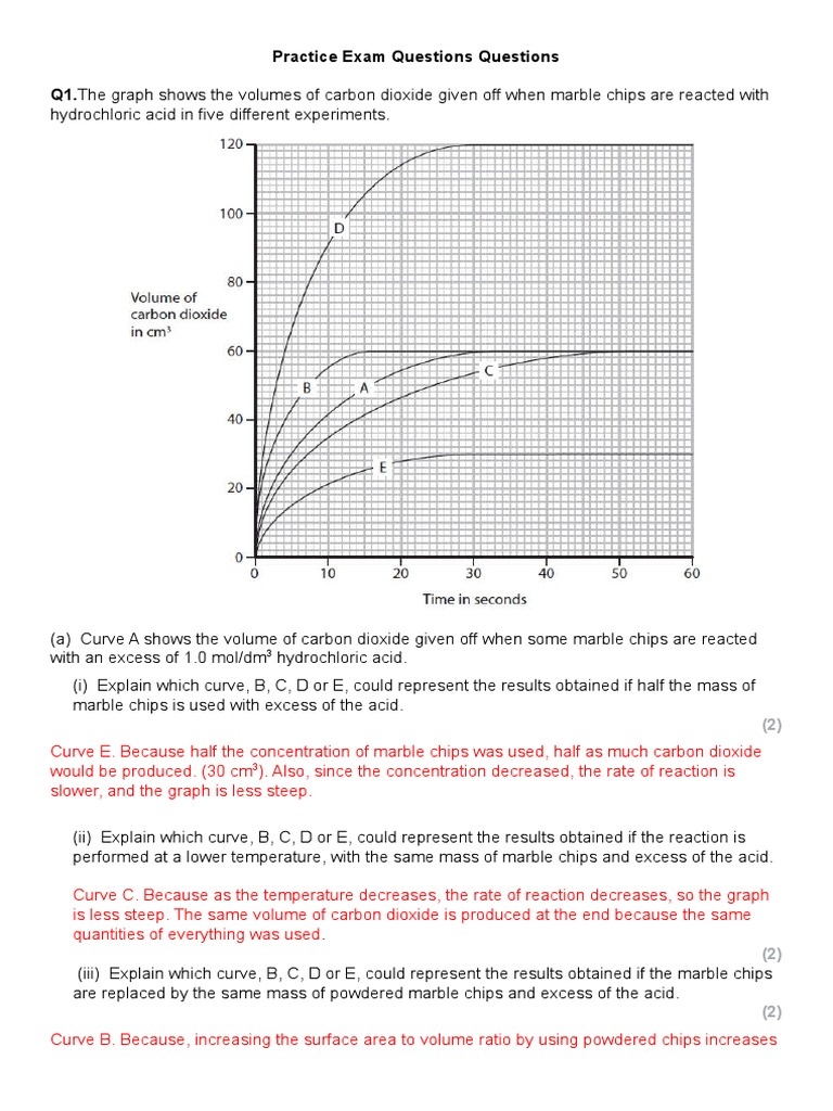 Year 10 Chemistry Practice Exam Questions | PDF | Chemical Equilibrium ...