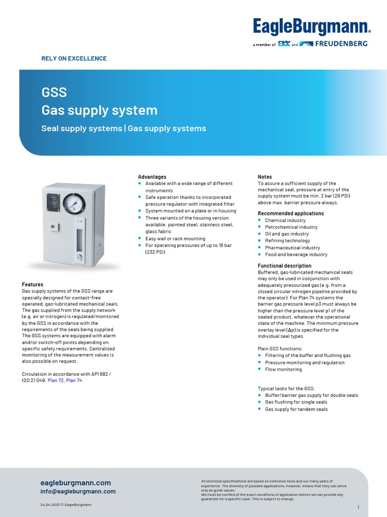 EagleBurgmann - GSS Gas Supply System - EN | PDF | Gases | Pressure