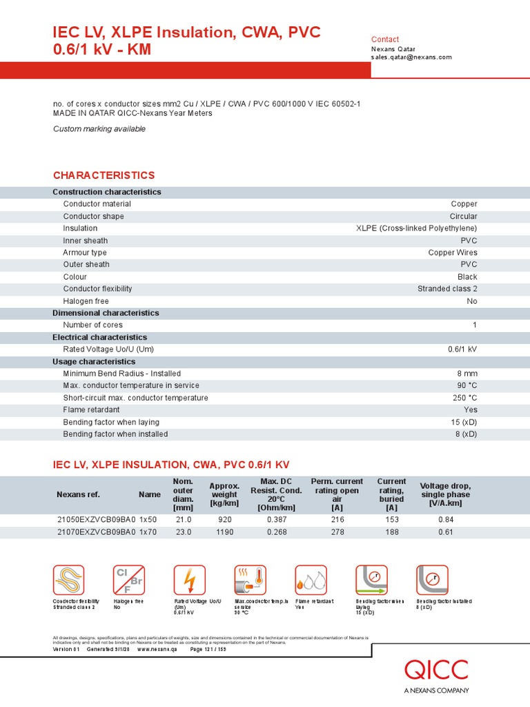 Nexans LV XLPE Cable Specifications | PDF | Insulator (Electricity ...
