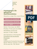 Flyer Talleres Pedagogía de Géneros Multimodales. Dra Laura Flores PDF