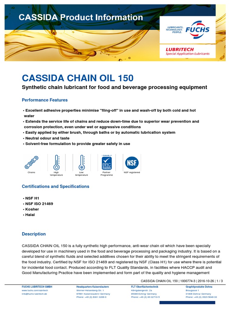 CASSIDA CHAIN OIL 150 | PDF