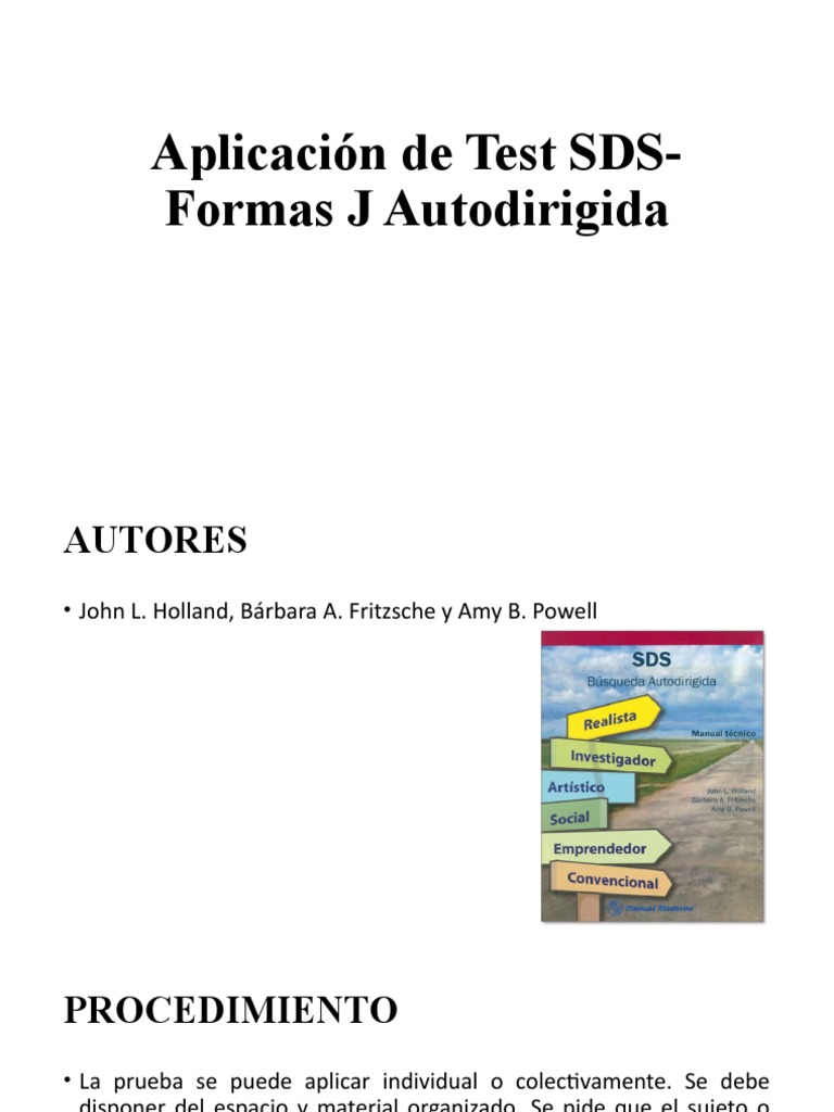 Test SDS Forma J: Orientación Vocacional | PDF
