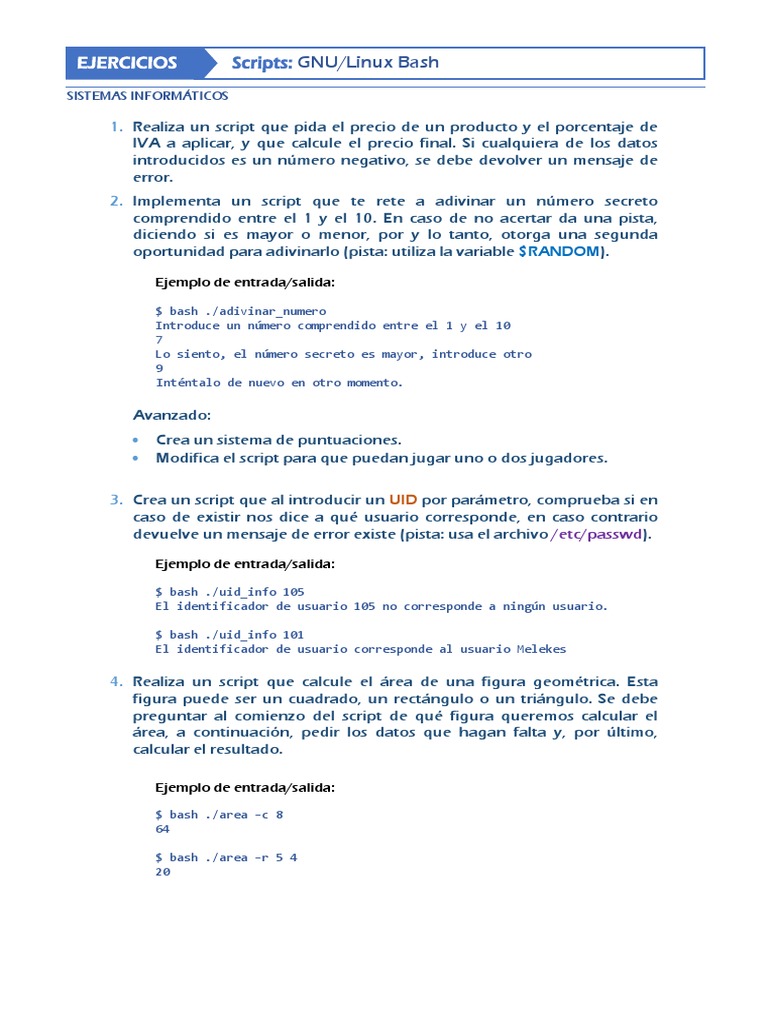 Scripts Bash para Ejercicios Prácticos | PDF | Archivo de computadora ...