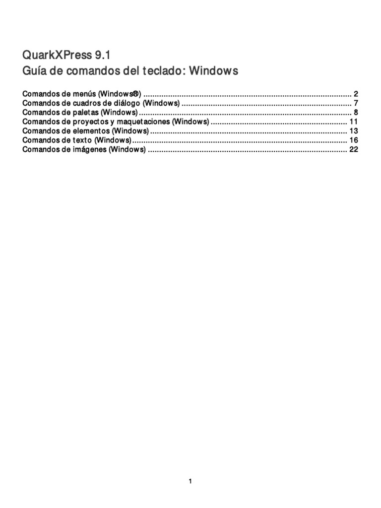 Qxp 9 1 key command guide win es es pdf pdf comillas ventana