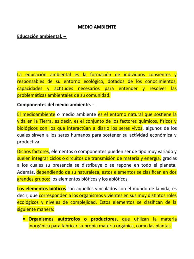 Educación y cuidado del medio ambiente | PDF | Entorno natural ...