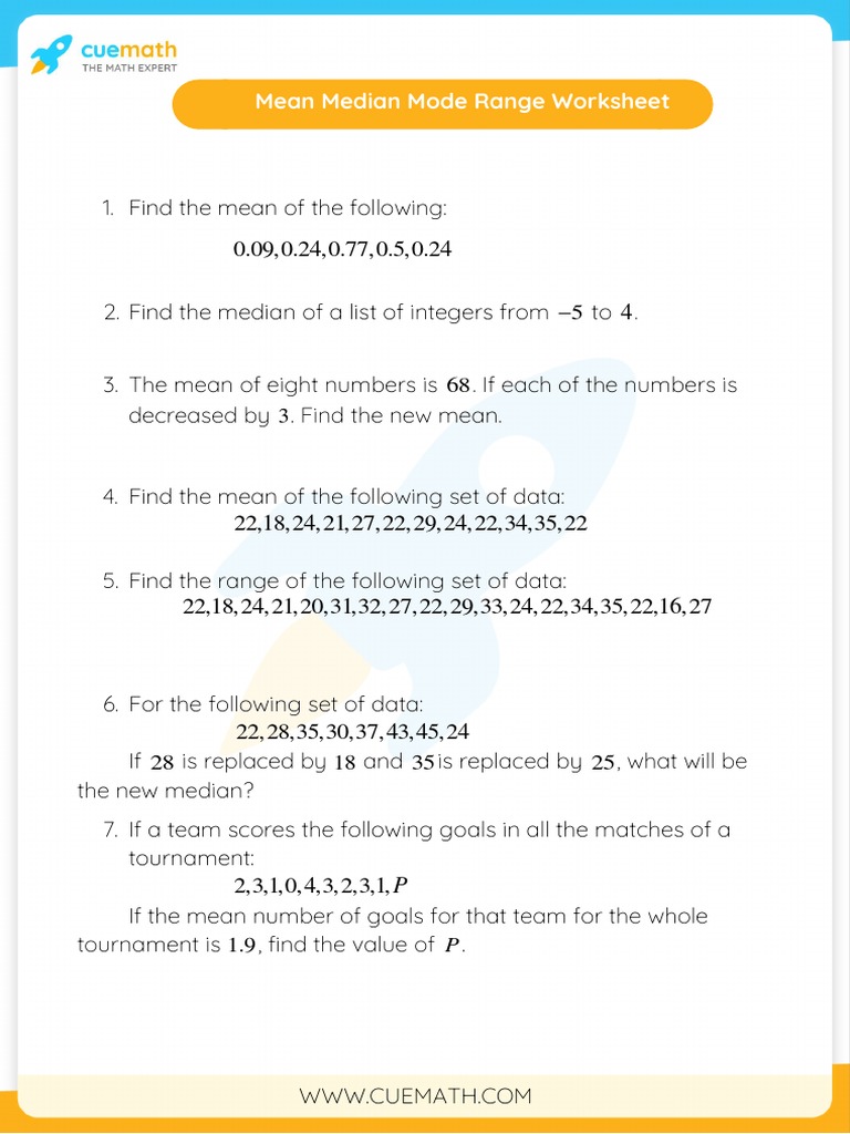Mean, Median, Mode & Range Worksheet | PDF | Computers