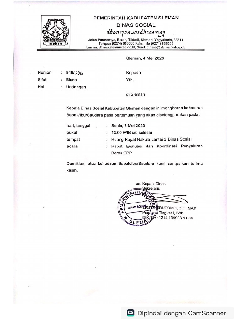 Undangan Rapat Evaluasi Dan Koordinasi P PDF | PDF