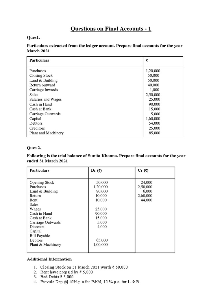 Accounts Question | PDF | Bad Debt | Personal Finance
