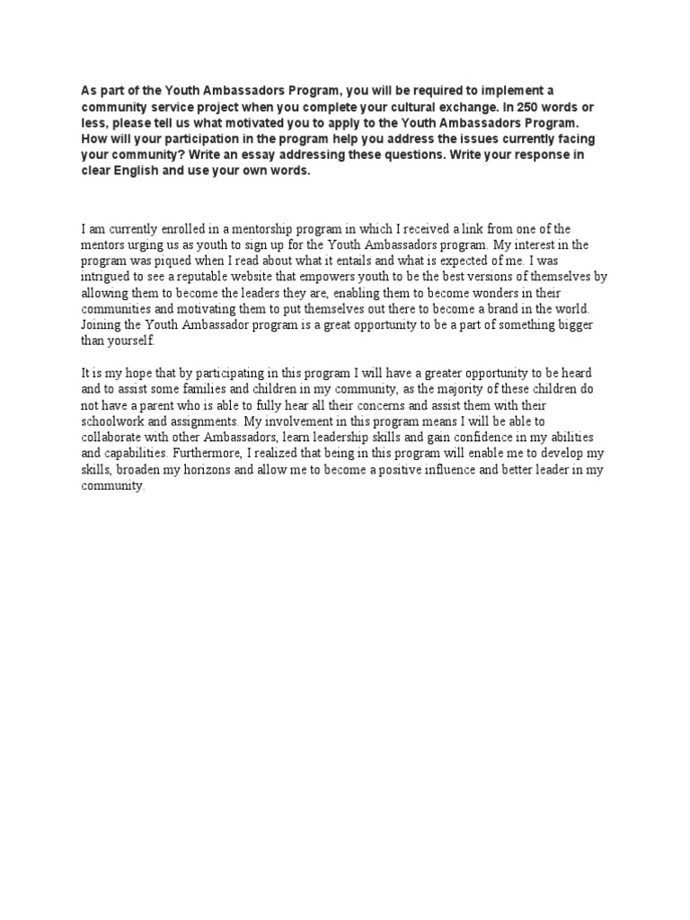 Youth Ambassadors Program Leadership Insights | PDF | Leadership ...