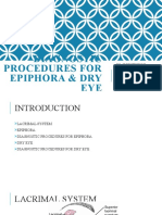 Diagnosticprocedures For Epiphora & Dry Eye
